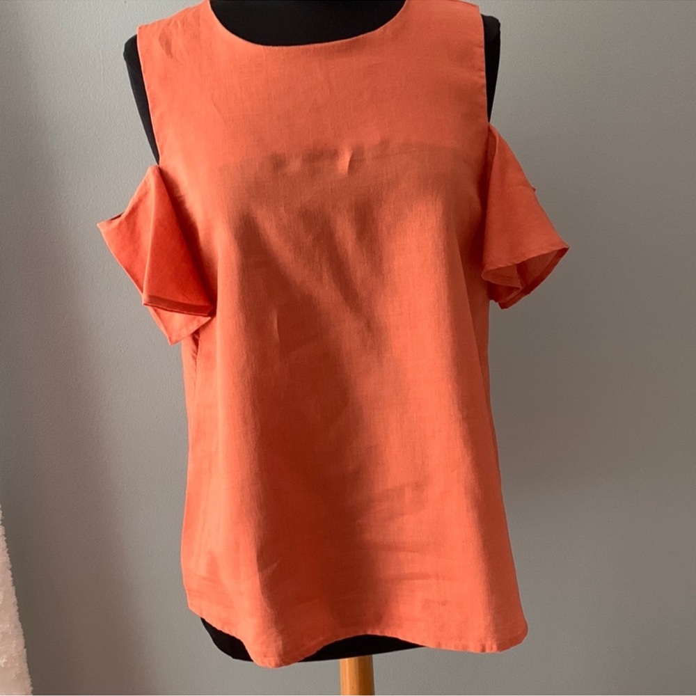 J.O.A. Orange Cold Shoulder Blouse